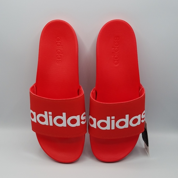 NEW Adidas Comfort Slides Red/White - Picture 5 of 9